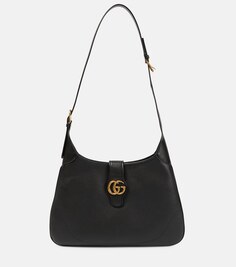 Большая кожаная сумка через плечо GG Aphrodite Gucci, черный