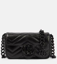Кожаная поясная сумка GG Marmont Mini Gucci, черный