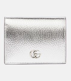Кошелек GG Marmont из металлизированной кожи Gucci, серебряный