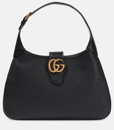 Кожаная сумка через плечо Aphrodite среднего размера Gucci, черный