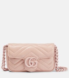 Кожаная поясная сумка GG Marmont Gucci, розовый