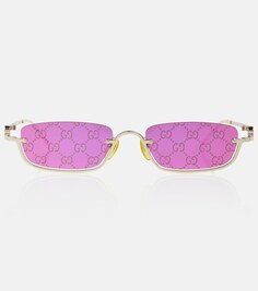 Солнцезащитные очки в прямоугольной оправе с логотипом GG Gucci, золотой
