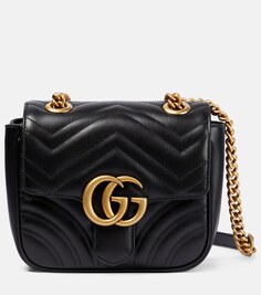 Кожаная сумка через плечо GG Marmont Mini Gucci, черный