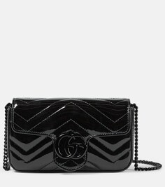 Кожаная сумка через плечо GG Marmont Super Mini Gucci, черный