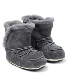 Замшевые зимние сапоги Crib Moon Boot, серый