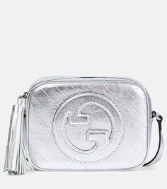 Маленькая сумка через плечо Blondie из металлизированной кожи Gucci, серебряный