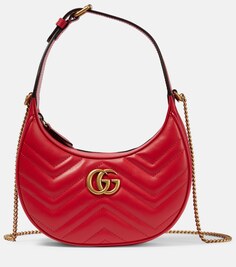 Кожаная сумка через плечо GG Marmont Mini Gucci, красный