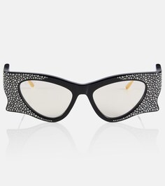 Солнцезащитные очки в оправе «кошачий глаз» с кристаллами Gucci, черный