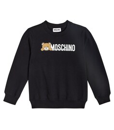 Толстовка из хлопкового джерси с логотипом Moschino, черный