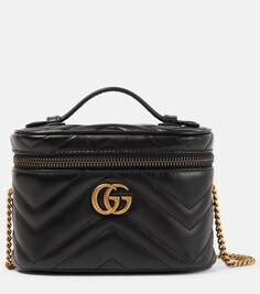 Кожаная сумка через плечо GG Marmont Gucci, черный