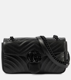 Кожаная сумка через плечо GG Marmont Mini Gucci, черный