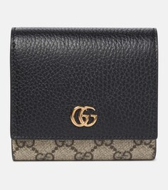 Кожаный кошелек с логотипом GG Marmont Gucci, черный