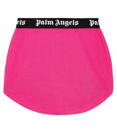 Юбка из хлопкового джерси с логотипом Palm Angels, розовый