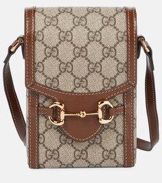 Маленькая сумка через плечо Horsebit 1955 GG Gucci, коричневый