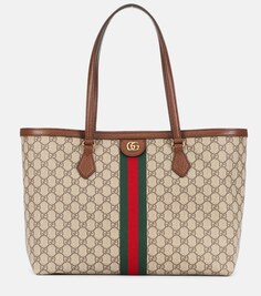 Сумка-тоут Ophidia GG среднего размера Gucci, коричневый