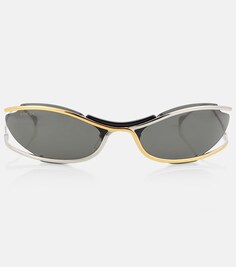 Овальные солнцезащитные очки Gucci, золотой