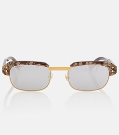 Квадратные солнцезащитные очки Gucci, коричневый