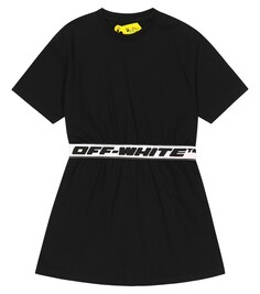 Хлопковое платье-футболка с логотипом Off-White, черный