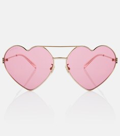 Солнцезащитные очки в форме сердца Gucci, золотой