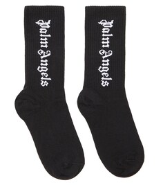 Хлопковые носки с логотипом Palm Angels, черный