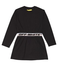 Хлопковое платье с логотипом Off-White, черный