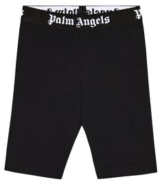 Байкерские шорты из хлопкового джерси с логотипом Palm Angels, черный