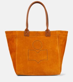 Маленькая замшевая сумка-тоут Yenky с вышитым логотипом Isabel Marant, коричневый