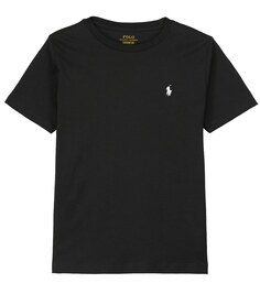 Хлопковая футболка с вышивкой Polo Ralph Lauren, черный