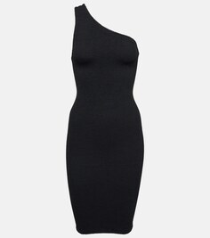 Мини-платье из жатого хлопка на одно плечо HUNZA G, черный