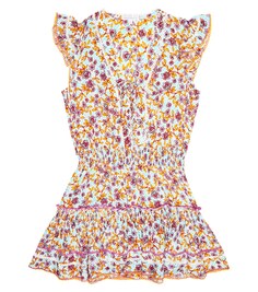 Платье с оборками и цветочным принтом Poupette St Barth, разноцветный