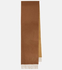 Шарф из шерсти и кашемира с вышивкой Anagram Loewe, коричневый