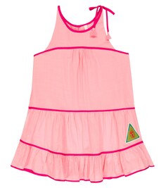 Ярусное платье Tiggy из хлопка Zimmermann Kids, розовый