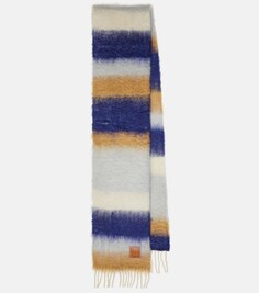 Полосатый шарф из мохера и шерсти Loewe, разноцветный