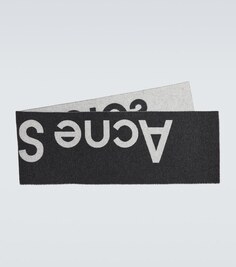 Жаккардовый шарф с логотипом из смесовой шерсти Acne Studios, серый