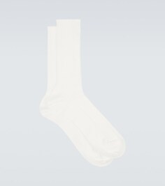 Носки в рубчик из смесового хлопка Auralee, белый