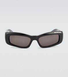 Солнцезащитные очки в прямоугольной оправе с логотипом Balenciaga, черный