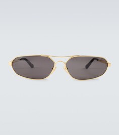 Овальные солнцезащитные очки из металла Balenciaga, черный