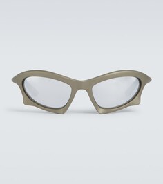 Солнцезащитные очки в прямоугольной оправе летучей мыши Balenciaga, металлик