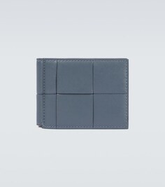 Кожаный кошелек Bill Clip Intreccio Bottega Veneta, синий