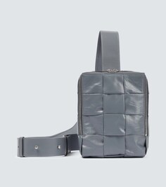 Кожаная сумка через плечо Cassette Mini Bottega Veneta, серый
