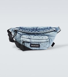 Джинсовая поясная сумка Explorer Balenciaga, синий