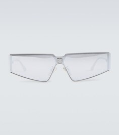 Солнцезащитные очки Shield 2.0 в прямоугольной оправе Balenciaga, серебряный
