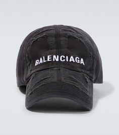 Бейсболка из рваного хлопка Balenciaga, черный