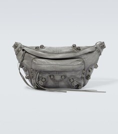 Поясная сумка Le Cagole из кожи с декором Balenciaga, серый