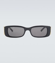Солнцезащитные очки в прямоугольной оправе с логотипом Balenciaga, черный