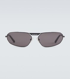 Овальные солнцезащитные очки из металла Balenciaga, черный