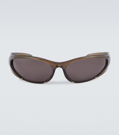 Овальные солнцезащитные очки Balenciaga, коричневый