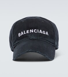 Хлопковая бейсболка с логотипом Balenciaga, черный