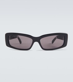 Солнцезащитные очки в крупной прямоугольной оправе Balenciaga, черный