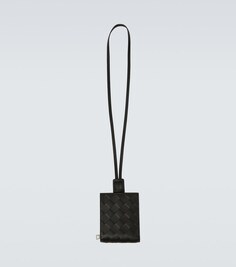 Кожаный кошелек Intreccio на ремешке Bottega Veneta, черный